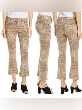 FRAME Le Mini Boot Crop Jeans Leopard Print High Rise Size 24 leopard snake